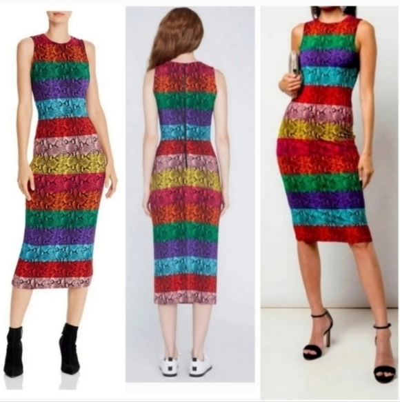 Alice + Olivia Dresses & Skirts - Alice + Olivia Delora Rainbow Snake Print Midi Dress Size 0 NWT $395